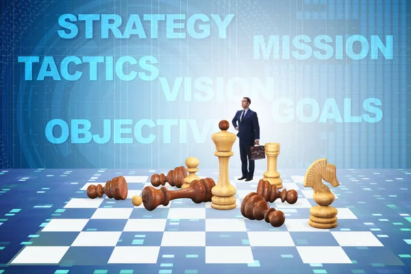 Strategy and tactics concept with businessman — Stock Photo, Image