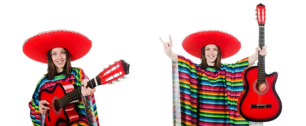Hübsches mexikanisches Mädchen in lebendigem Pocho isoliert auf Weiß — Stockfoto