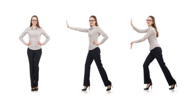 Beyaz tenli, çalışan kadın.