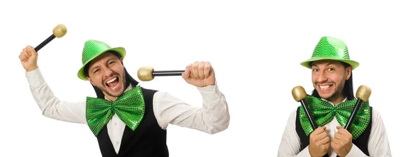 Hombre con corbata verde grande en concepto divertido — Foto de Stock