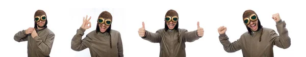 Funny pilot isolated on the white — Stock Photo, Image