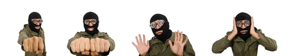 El criminal con máscara aislada en blanco —  Fotos de Stock