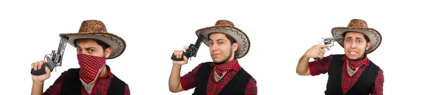 Jonge cowboy geïsoleerd op wit — Stockfoto