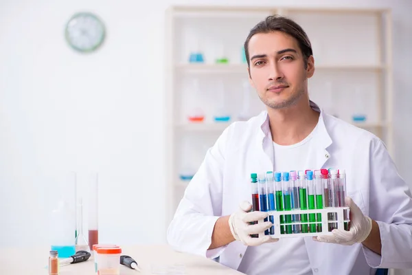 Joven químico masculino trabajando en el laboratorio —  Fotos de Stock