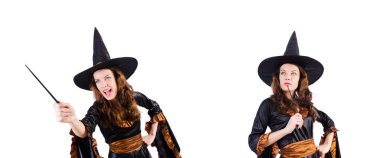 Asa ile beyaz izole cadı