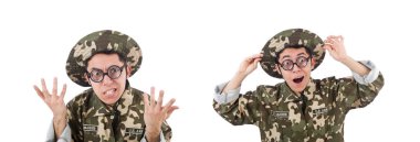 Beyazların arasında izole komik asker