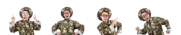 Beyazların arasında izole komik asker — Stok fotoğraf