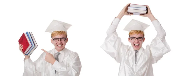 Jovem estudante isolado no branco — Fotografia de Stock
