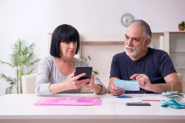 Yaşlı çift finansal planları tartışıyor. — Stok fotoğraf