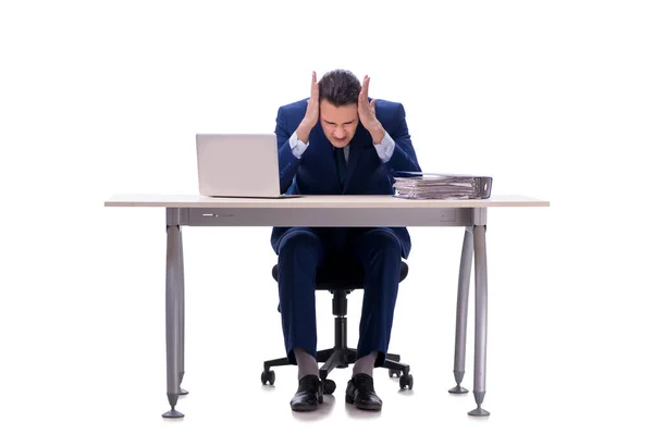 Empleado trabajando aislado sobre fondo blanco —  Fotos de Stock