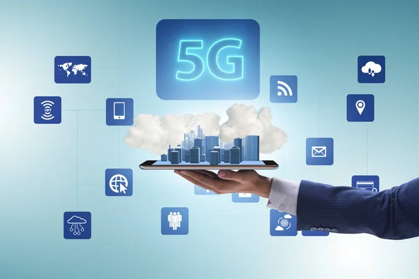 5G 모바일 기술 개념 - 인터넷의 빠른 속도 — 스톡 사진