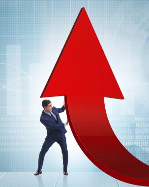 Ekonomideki büyümeyi destekleyen işadamı grafikte