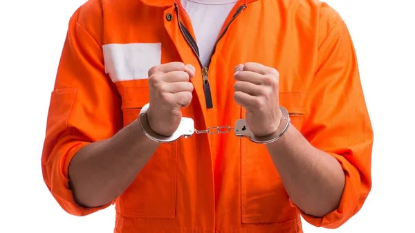 The handcuffed handsome businessman isolated on white background — Stock Photo, Image