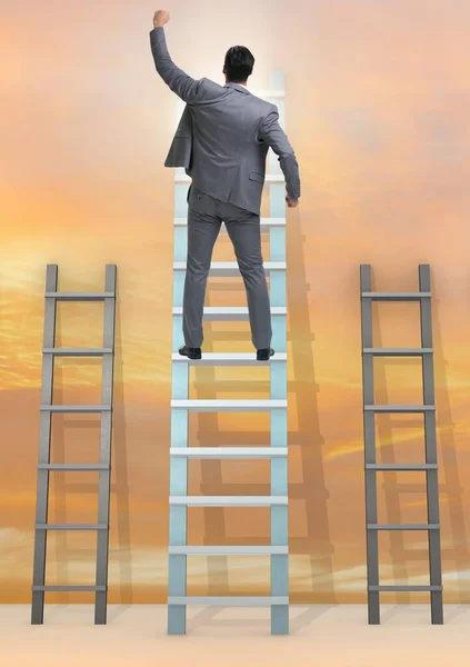 Η έννοια της εξέλιξης της σταδιοδρομίας με διάφορες σκάλες — Φωτογραφία Αρχείου