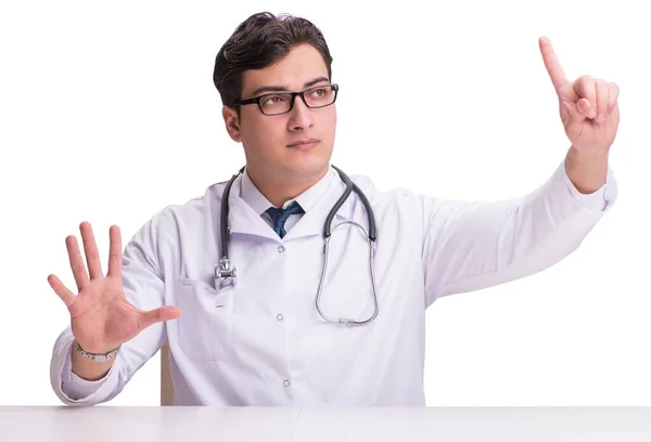 Jovem médico masculino isolado em fundo branco — Fotografia de Stock