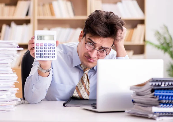 Funny accountant bookkeeper working in the office