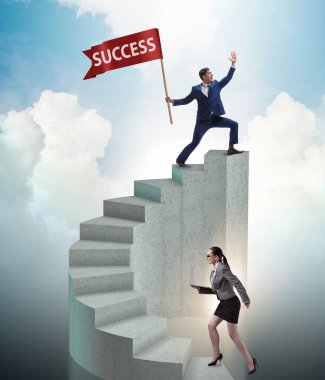 İş dünyasında başarılı pankart sahibi bir iş adamı