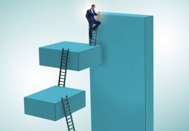 İş adamı iş dünyasında kariyer basamaklarını tırmanıyor
