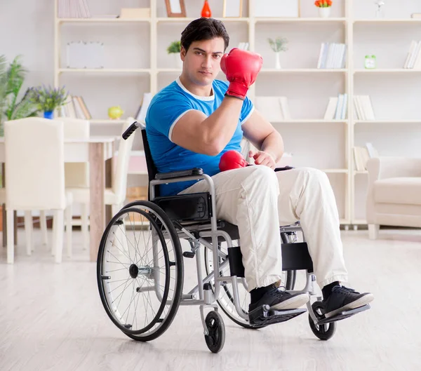 Zdravotně postižený boxer na invalidním vozíku zotavuje ze zranění — Stock fotografie