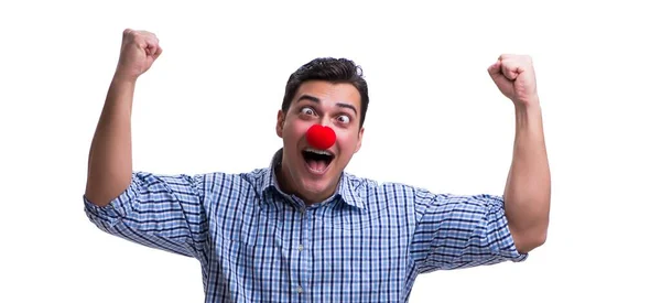 Grappige man clown geïsoleerd op witte achtergrond — Stockfoto