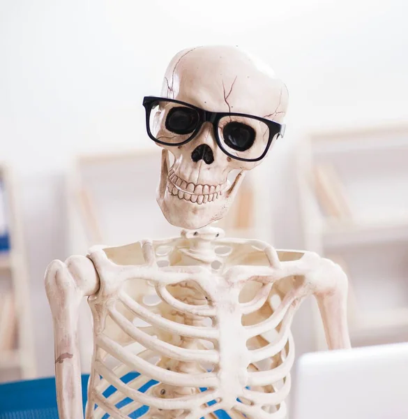Uomo d'affari scheletro che lavora in ufficio — Foto Stock