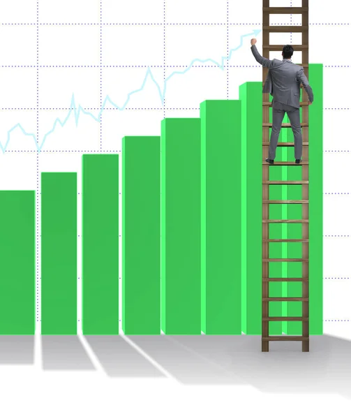 Empresario escalando hacia el crecimiento de las estadísticas —  Fotos de Stock