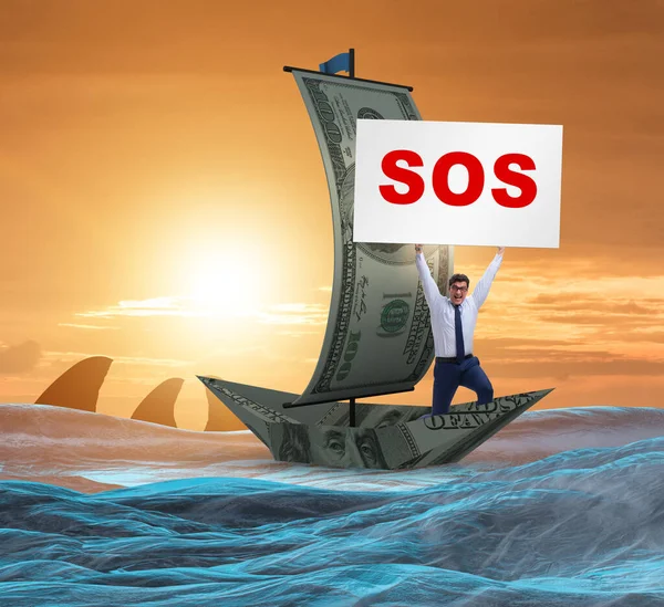 Επιχειρηματίας ζητά βοήθεια με το μήνυμα SOS στο σκάφος — Φωτογραφία Αρχείου
