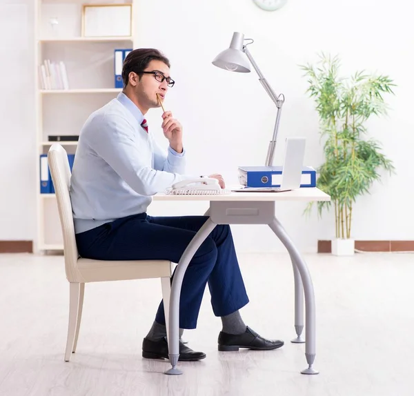 Young handsome businessman employee working in office at desk — Stock Photo, Image