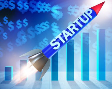 İş kurma konseptinde roket - 3D yorumlama