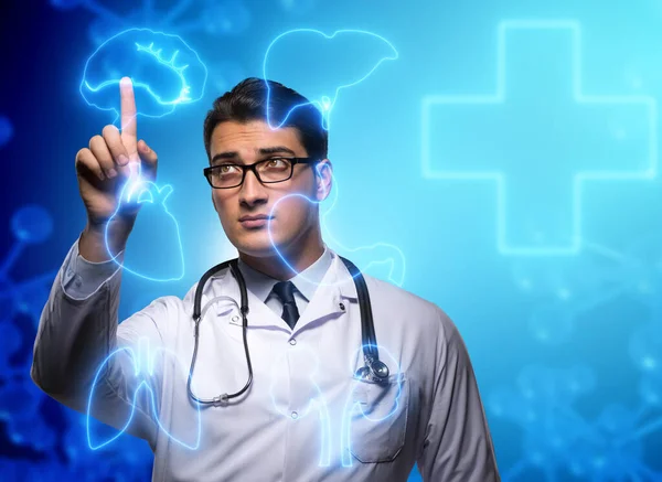 Telemedicin koncept med läkare trycker på virtuella knappar — Stockfoto
