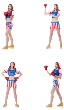 Genç bayan boksör, beyaz tenli.