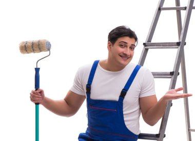 Genç ressam müteahhiti beyaz arka planda izole edildi