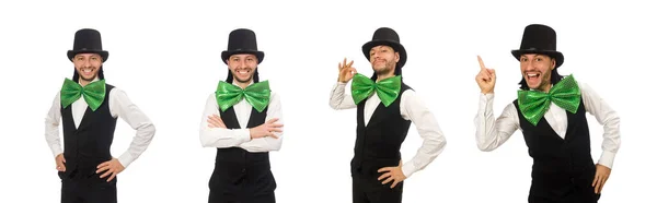 Man with big green bow tie in funny concept — Stock Photo, Image