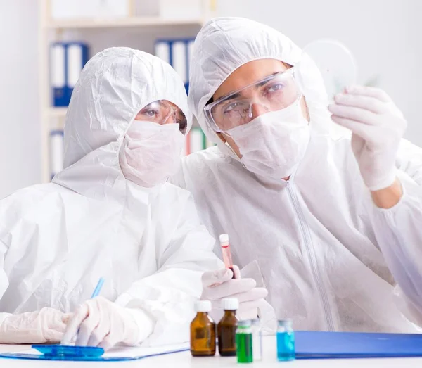 Dua ahli kimia yang bekerja di laboratorium — Stok Foto
