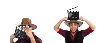 küçük kovboy üzerinde beyaz izole