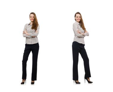 Güzel ofis yöneticisi beyazda izole edilmiş