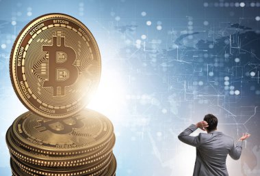 Kripto para birimi engelleme konsepti işadamı