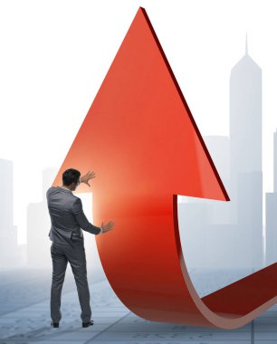 Ekonomideki büyümeyi destekleyen işadamı grafikte