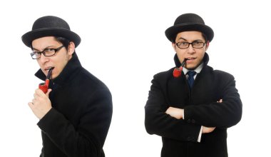 Sherlock Holmes beyaz sigara piposu ile izole edildi