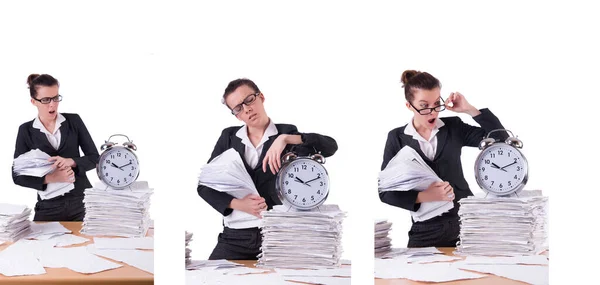 Woman businesswoman under stress missing her deadlines — Stock Photo, Image