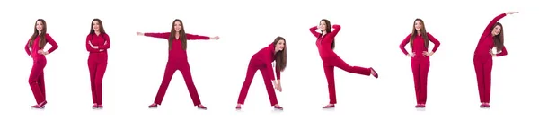 Jovem fazendo exercícios em branco — Fotografia de Stock