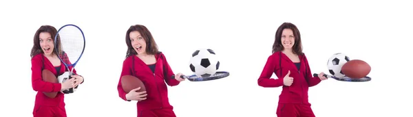 Mulher em traje vermelho no esporte conceito esportivo — Fotografia de Stock
