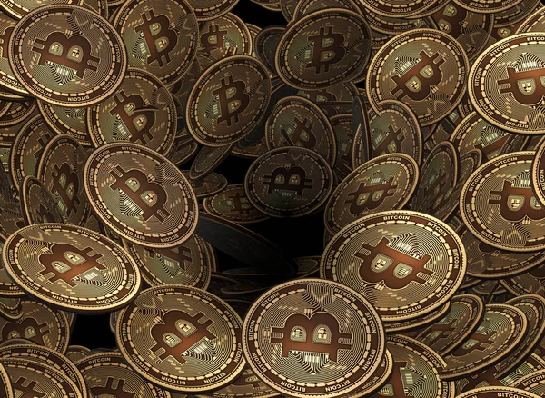 The background made of many cryptocurrency bitcoin - 3d renderin — Stock Photo, Image