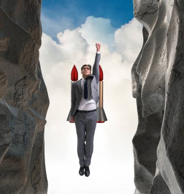 İş adamı iş kavramındaki zorlukların üstesinden geldi