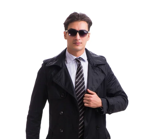 Young businessman wearing winter coat isolated on white — Stock Photo, Image