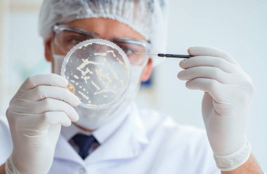 Bir laboratuarda deney yapan kadın bir bilim adamı.