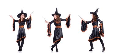 Beyaz arkaplanda izole cadı