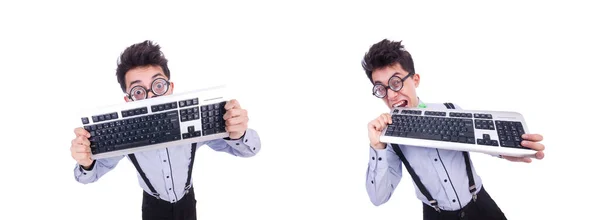 Computer geek nerd in funny concept — Stock Photo, Image