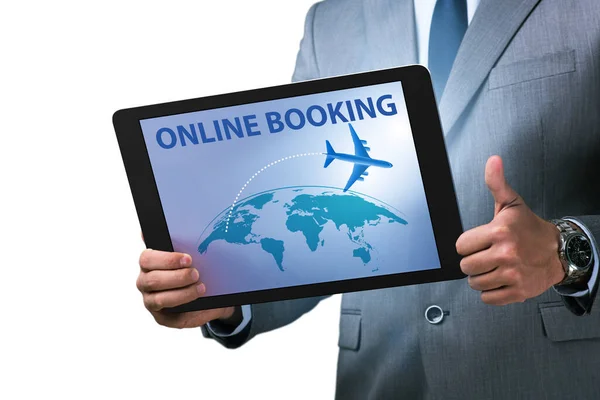 Concept of online air travel booking — Stock Photo, Image