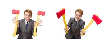 Silahlı genç iş adamı beyazlara izole edildi.